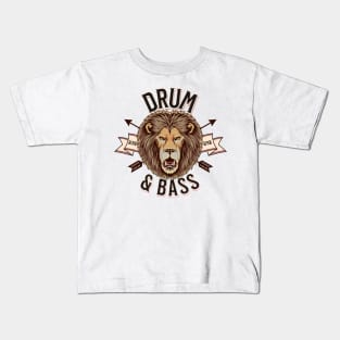 DRUM AND BASS  - Lion Face (black) Kids T-Shirt